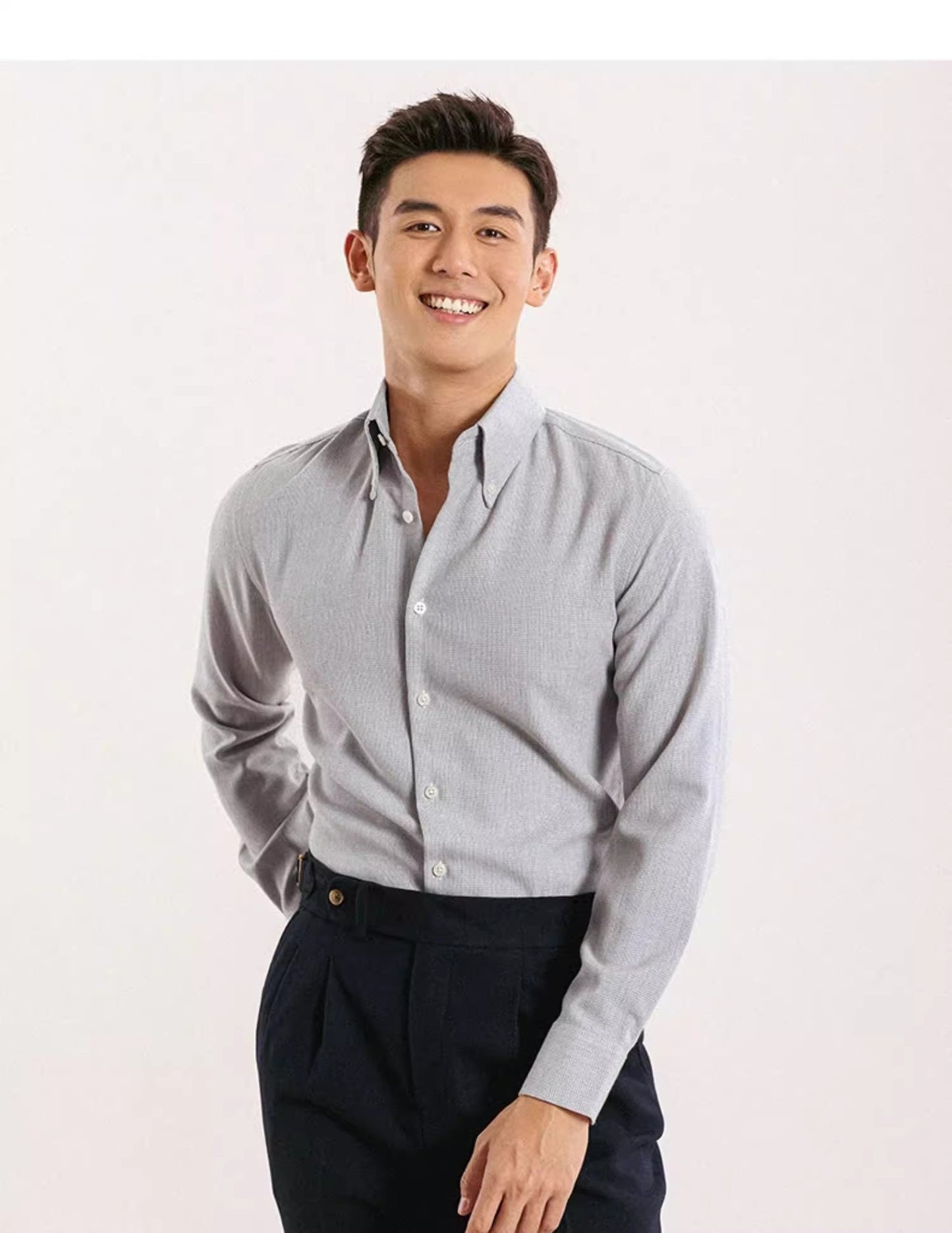 Non-ironing Men's Long-sleeved Casual Plaid Business Shirt