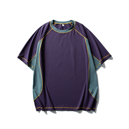 Lightweight Quick-drying Color Matching Sports Loose Short Sleeve