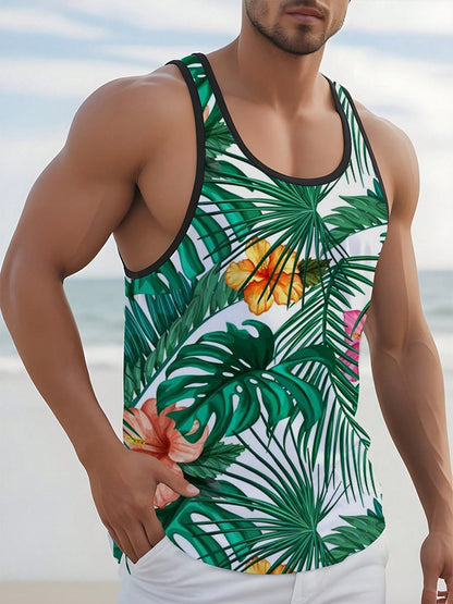3D Printed Men's Sleeveless Vest T-shirt Hawaiian Style