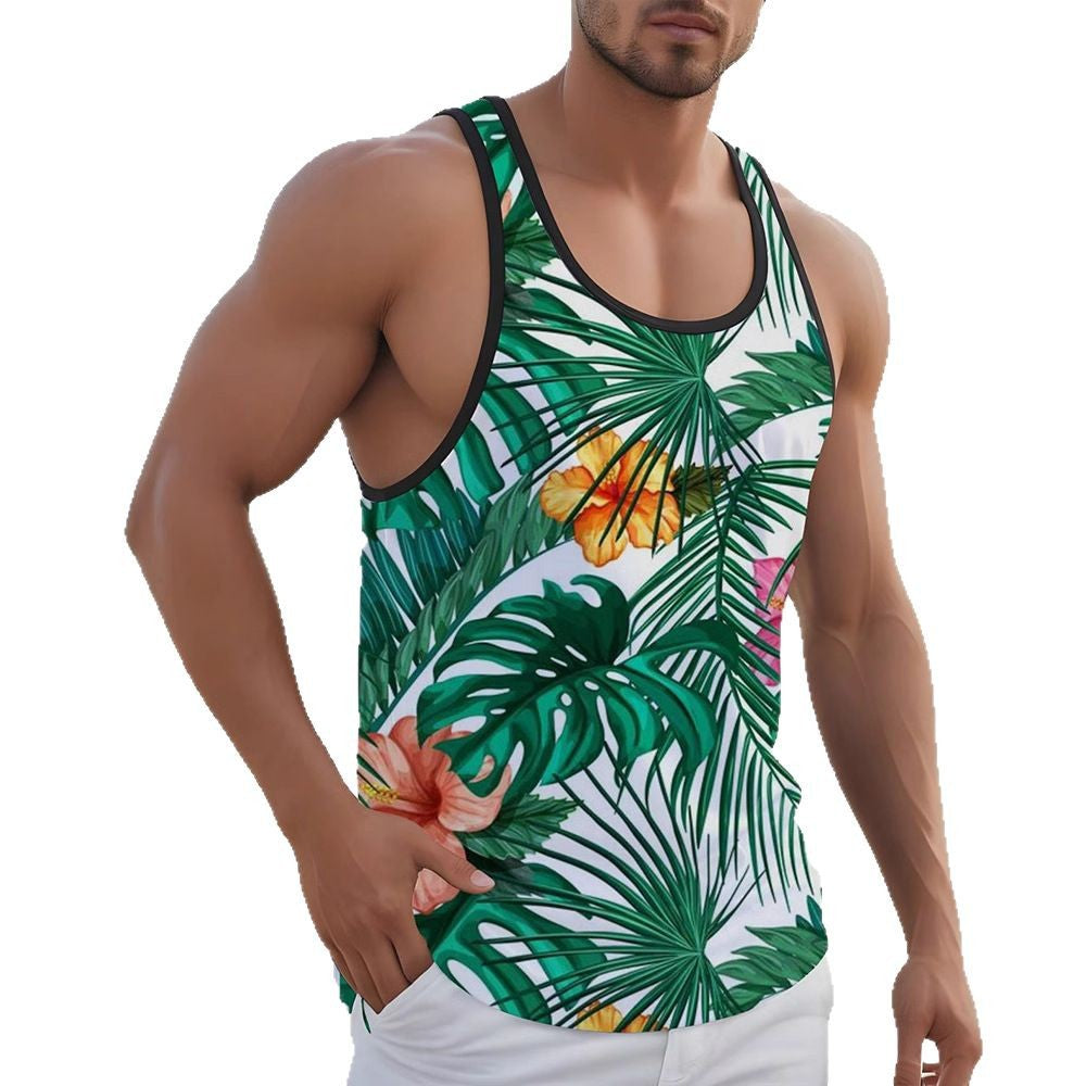 3D Printed Men's Sleeveless Vest T-shirt Hawaiian Style