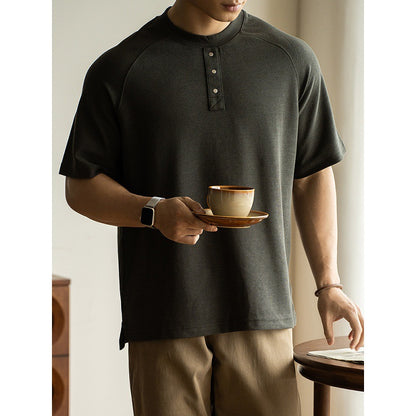 Breathable Terry Texture Raglan Sleeve Casual Loose Top