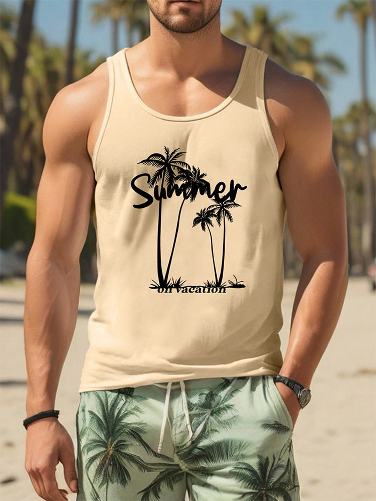 3D Printed Men's Sleeveless Vest T-shirt Hawaiian Style