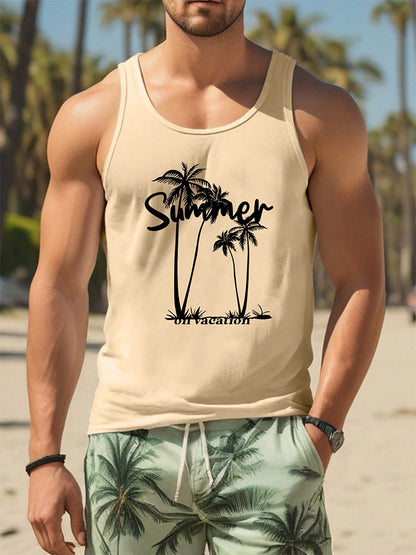 3D Printed Men's Sleeveless Vest T-shirt Hawaiian Style