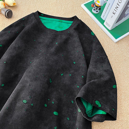 Ripped Short Sleeve T-shirt Loose Round Neck Half Sleeve