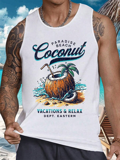3D Printed Men's Sleeveless Vest T-shirt Hawaiian Style