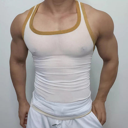 Men's Fitness Tight Mesh Style For Sports Mesh Vest