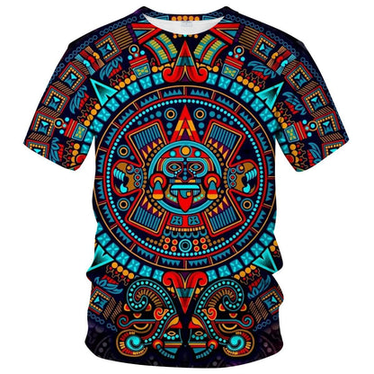Men's Mexican Maya Realistic Pattern Short Sleeve