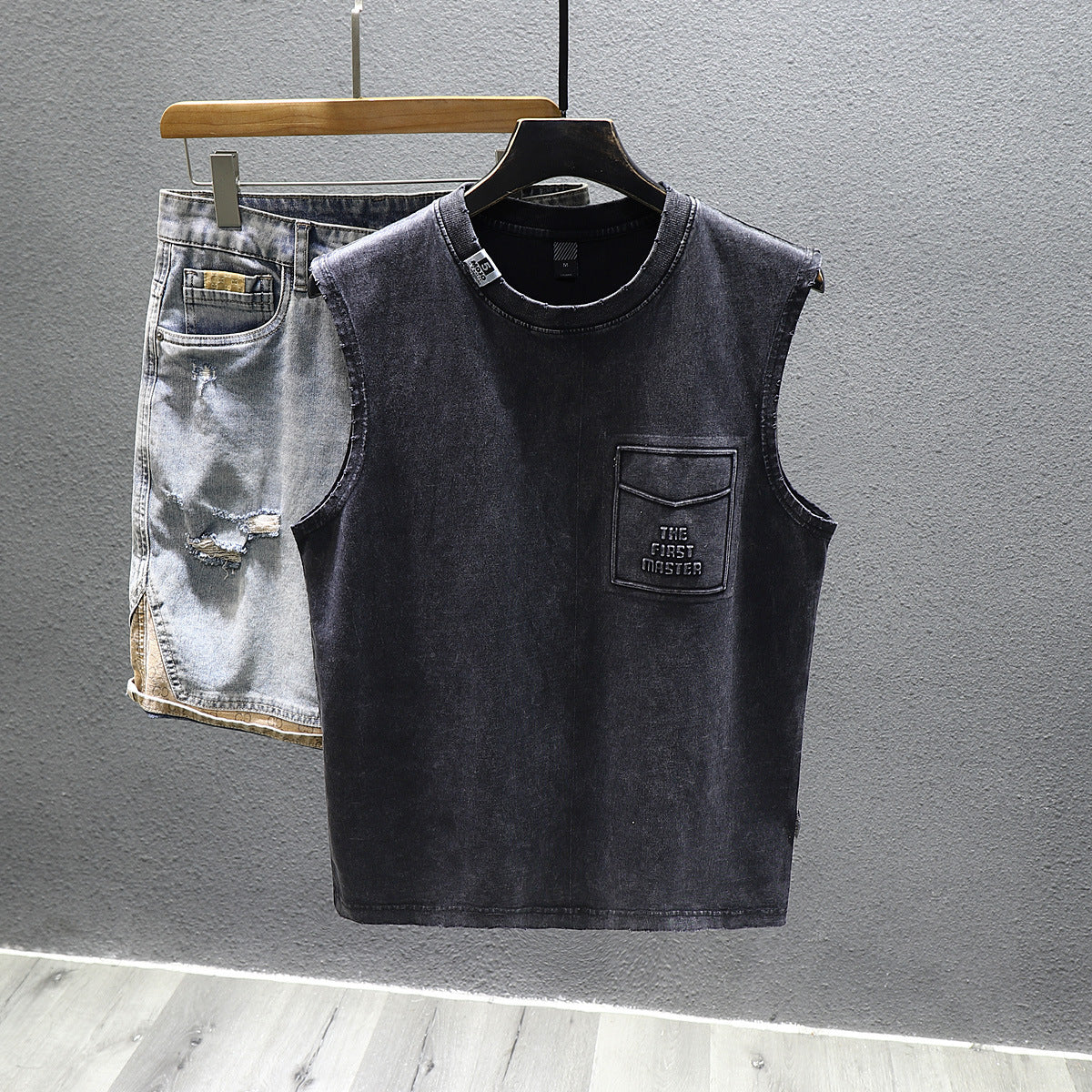 Solid Color Loose Fitness Cotton Sleeveless T-shirt