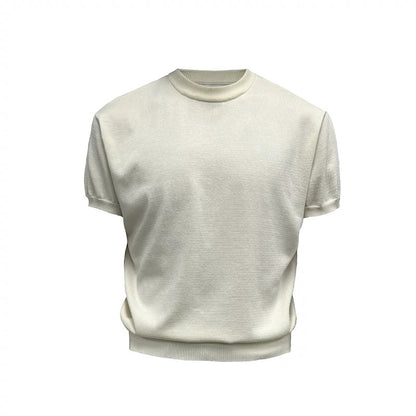 Fitness Muscle-showing Thread Cuff-closing T-shirt Knitted Slim Fit Short Sleeve Men Clothing