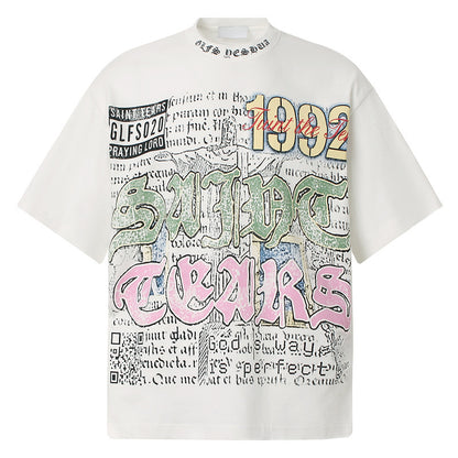 American Retro National Trend Hip Hop Graffiti Short Sleeve