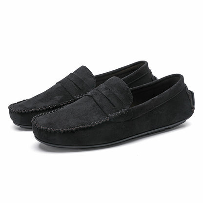 Hand-stitched Men's Beanie Shoes Velvet Leather Handmade