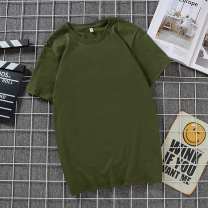 Plus Size Short-sleeved T-shirt Men's Round Neck Solid Color
