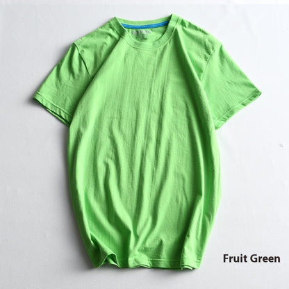 Men's Round Neck Blank Solid Color Cotton T-shirt