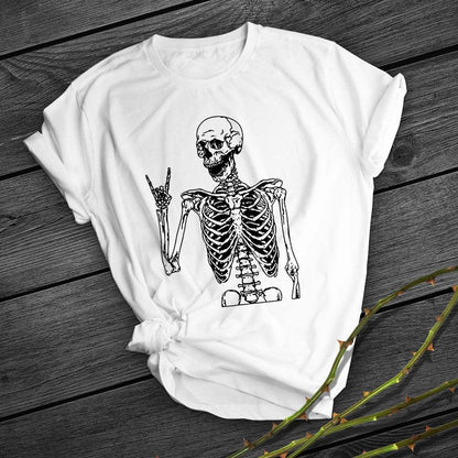 Skull Print Short Shirt Team Uniform European And American Fabrics