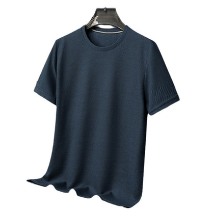 Summer Solid Color Men's Polyester Round Neck T-shirt
