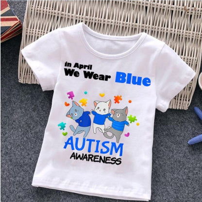 Cartoon Puzzle T-shirt Summer Clothes