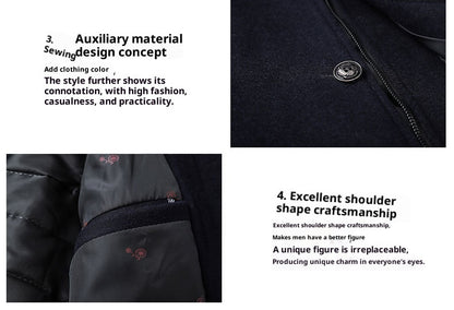 Solid Color Casual Men's Woolen Coat