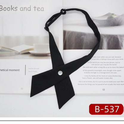 JK Tie Black Gray Plaid Striped Girl Bow