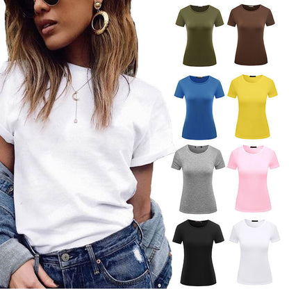 Fashionable Women's Solid Color Casual Short Sleeved Shirt