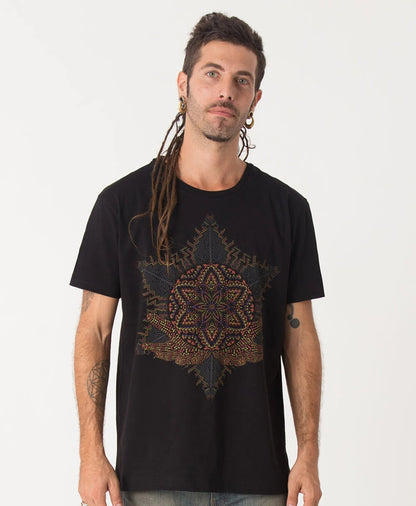 Men's Black Printed Short Sleeves