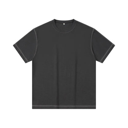 Retro Shoulder Contrasting Color Line Short Sleeved Shirt