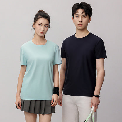 Ice Silk Quick-drying T-shirt Antibacterial Anti-UV Solid Color Short Sleeve Casual