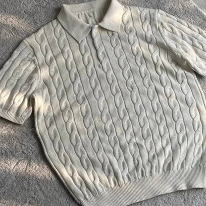 Summer New Twisted Long Staple Combed Cotton Knitted T-shirt