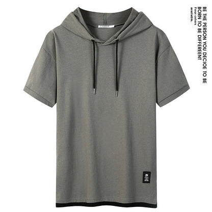 Casual Simple Men's Clothing Cotton Hooded T-shirt