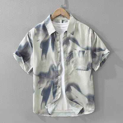 Japanese Trendy Printed Short Sleeve Shirt