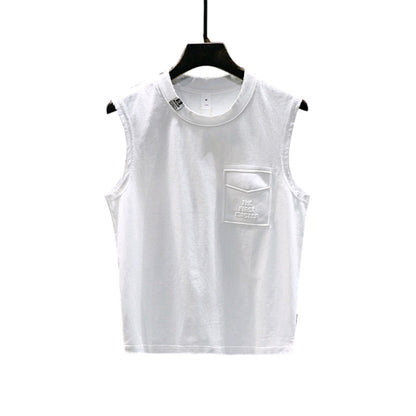 Solid Color Loose Fitness Cotton Sleeveless T-shirt