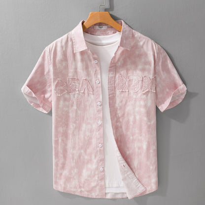 Summer Menswear Hanging Dyed Printed Simple Short Sleeve