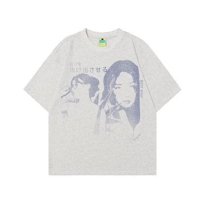 Neutral High-grade Painting Character Design Retro Men's High-grade Short-sleeved T-shirt