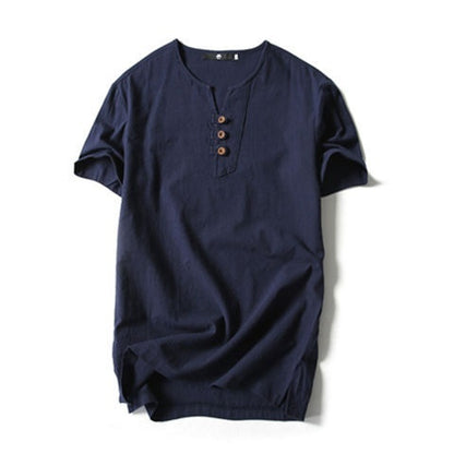 Loose Cotton And Linen T-shirt Men