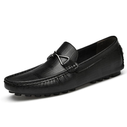Summer New Leather Shoes Cowhide Gommino Increased 6CM Leisure