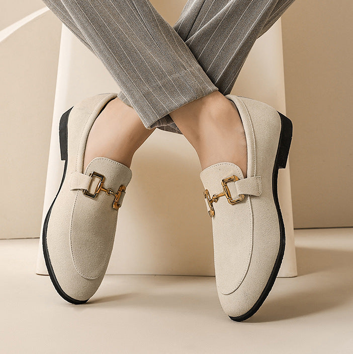 Men's Plus Size British Metal Buckle Casual Leather Shoes