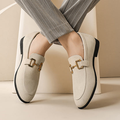 Men's Plus Size British Metal Buckle Casual Leather Shoes
