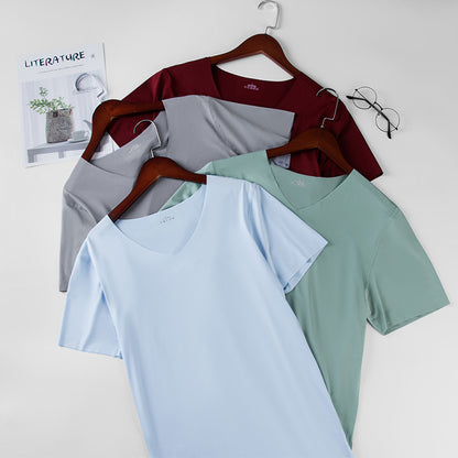 Men's Thin Ice Silk Seamless Short Sleeve T-shirt