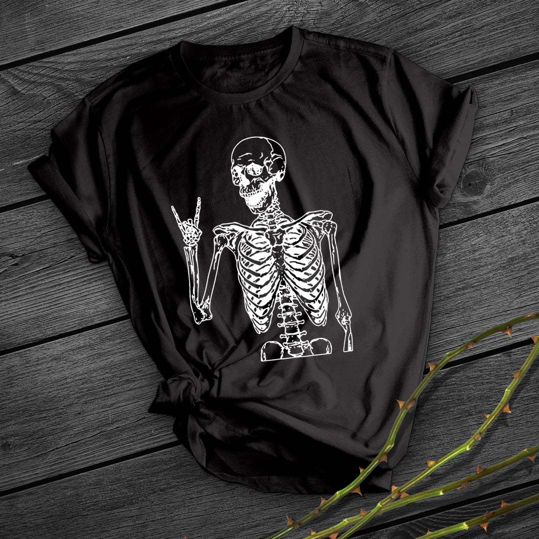 Skull Print Short Shirt Team Uniform European And American Fabrics