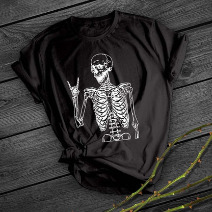 Skull Print Short Shirt Team Uniform European And American Fabrics