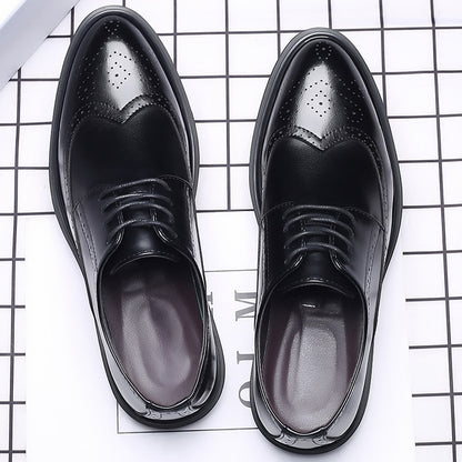 New Men's Brogue Leather Business Casual British Formal Leather Shoes
