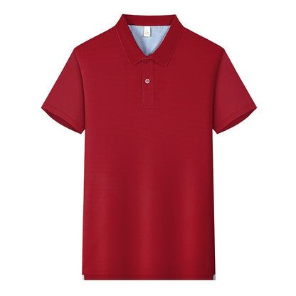 220g Back Of Turtle Split Solid Color Polo Collar T-shirt
