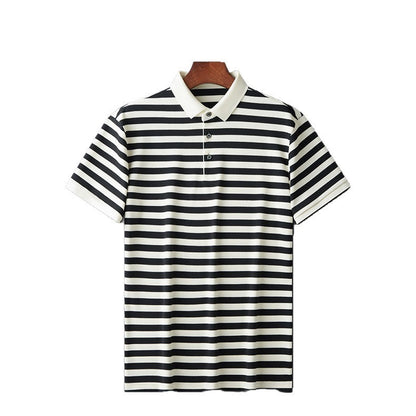 Lapel Jacquard Stripes Breathable Sweat Absorbing Business Casual Men's Clothing