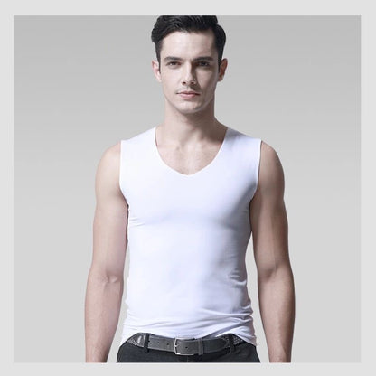 Silk Seamless Men's Vest With Tight And Wide Shoulders