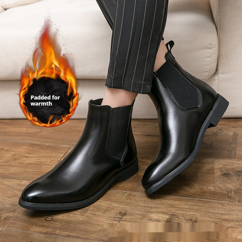 Autumn And Winter Fleece-lined Men's Plus Size Fashion Short Boots