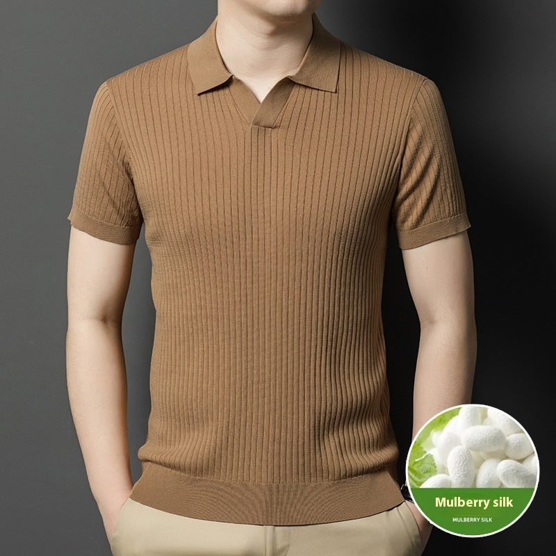 Men's Short Sleeved Lapel Casual Top