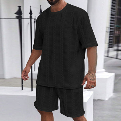 Knitted Solid Color Jacquard Summer Casual Round Neck Pullover