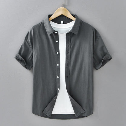Summer Menswear Casual Short-sleeved Cotton Shirt