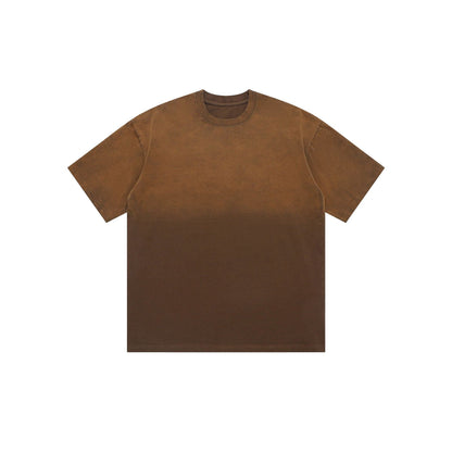 American Retro Double Yarn Pure Cotton Gradient Color Short Sleeve Men