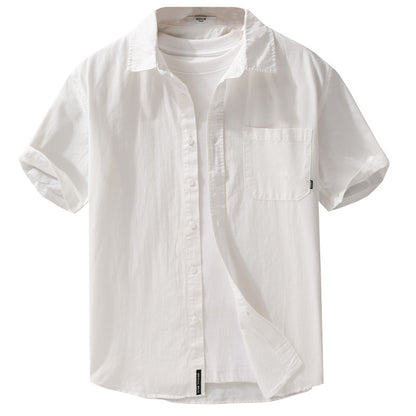 Summer Menswear White Simple Short Sleeve Shirt