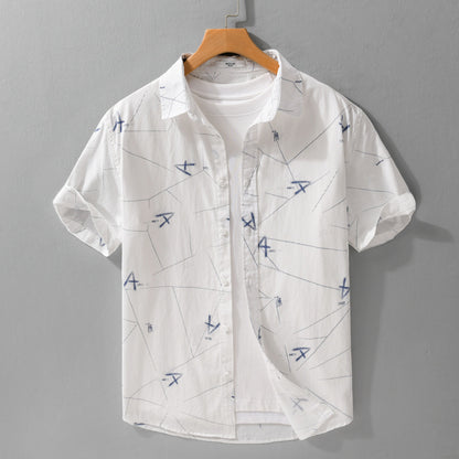 Letter Printed Simple Short Sleeve Shirt